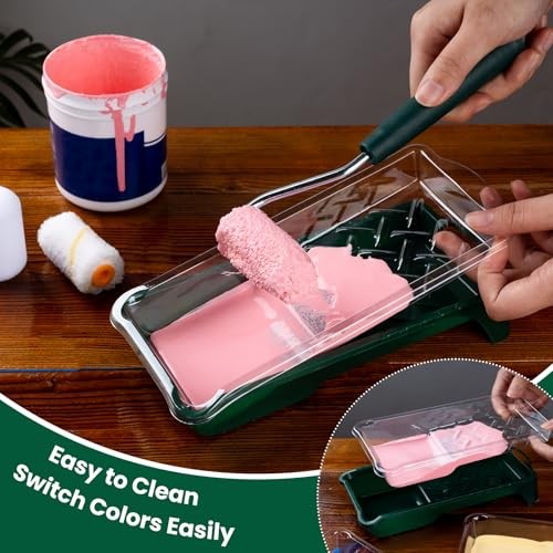 Paint Roller Kit, 12 Pack, 2 Inch Mini Paint Rollers, Small Paint Tray Liners,