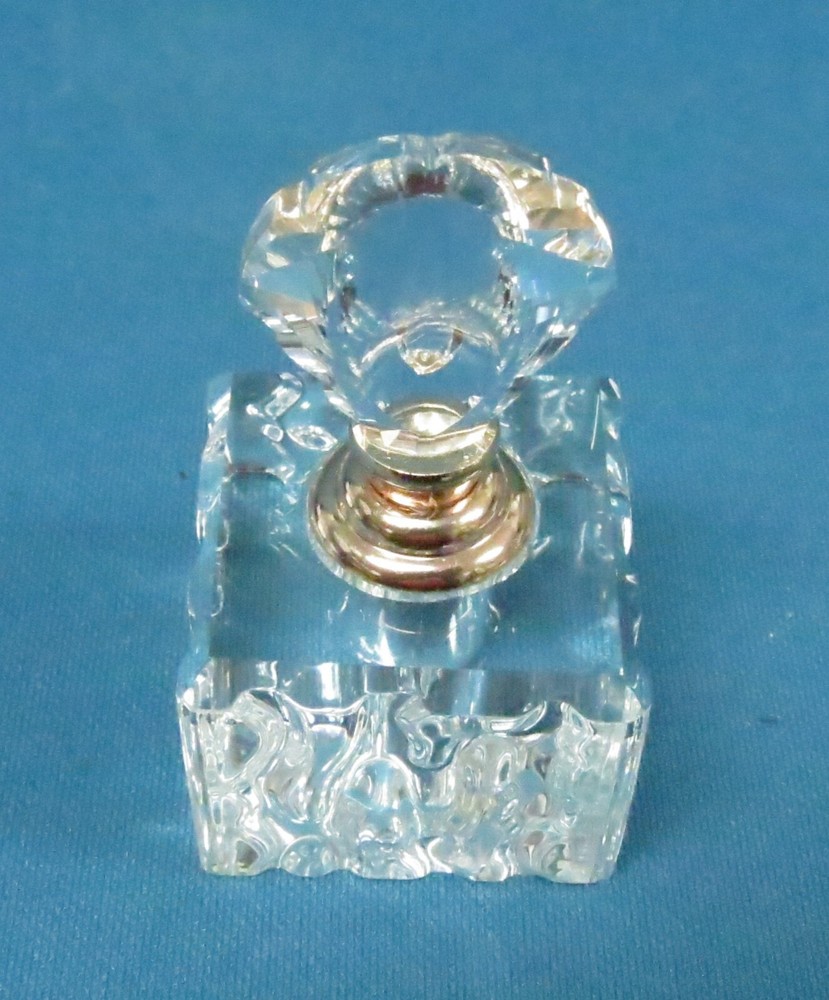 Oleg Cassini Mini Crystal Perfume Bottle 3” Signed