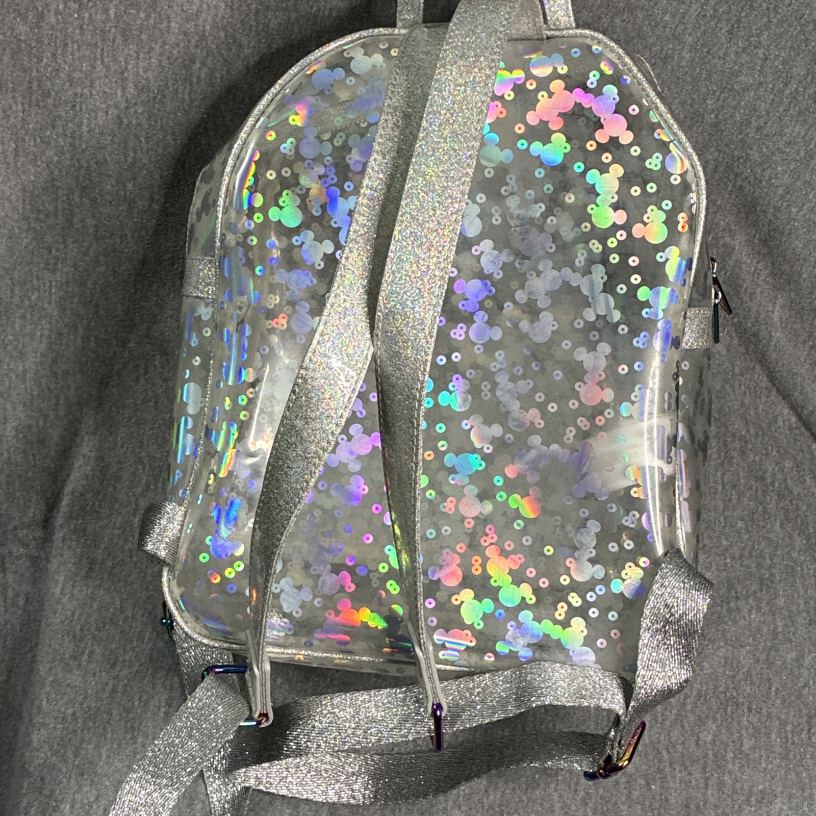 Disney Parks Loungefly Magic Mirror Holographic Clear Mini Backpack Metallic
