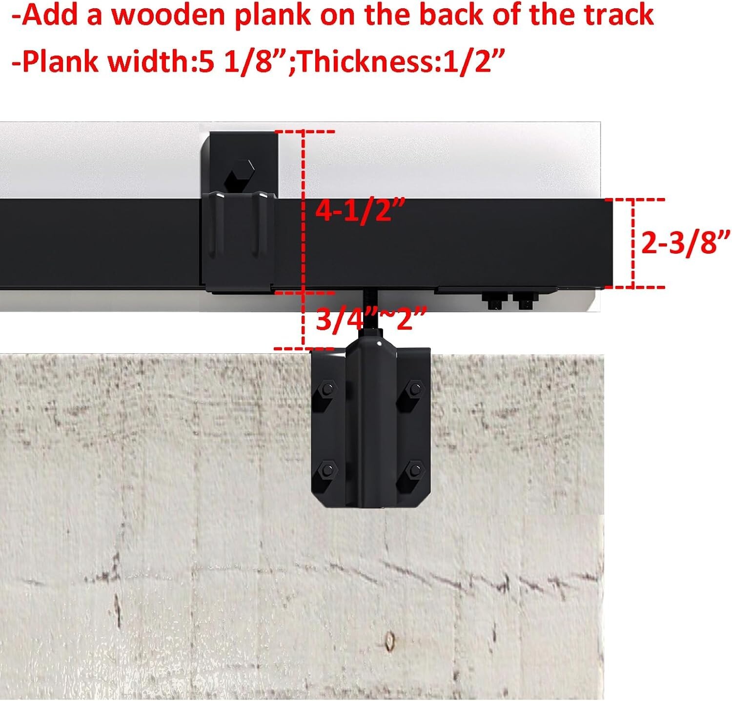 Black Box Track Double Sliding Barn Door Hardware,Heavy Duty Wall Mount kit
