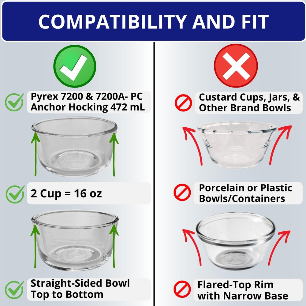 2 Cup/470 mL Orange Replacement Lids/Covers for Pyrex 7200-PC, 4 Pack,