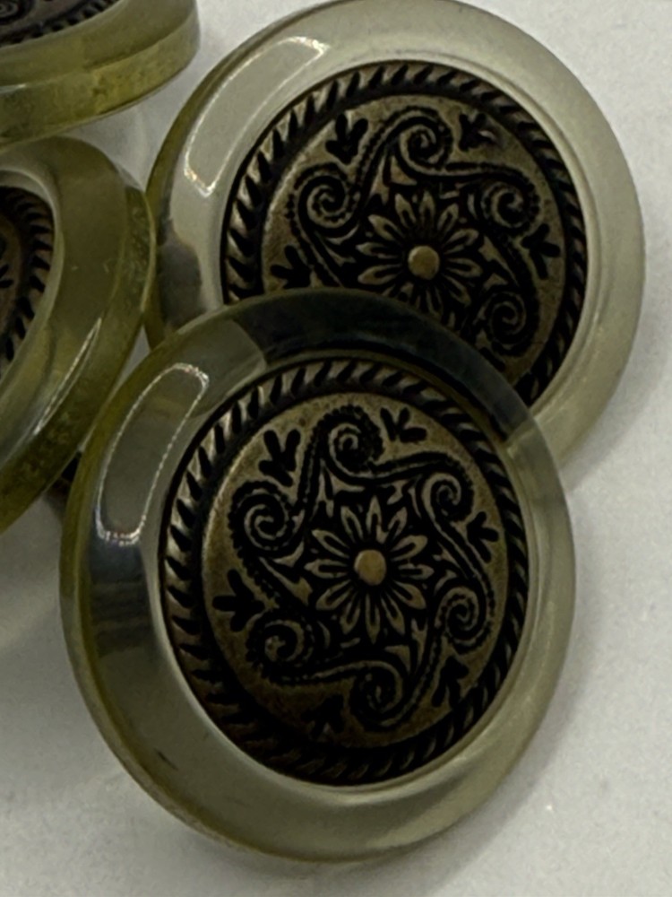 Vintage Lucite And Brass Buttons
