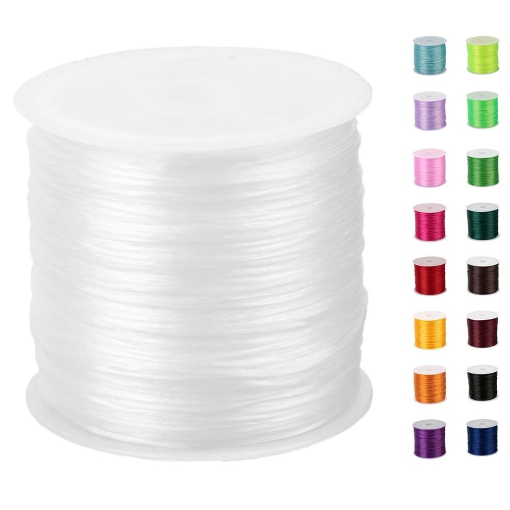 Bracelet String，1mm Elastic String Crystal Stretch Bead Cord for Black