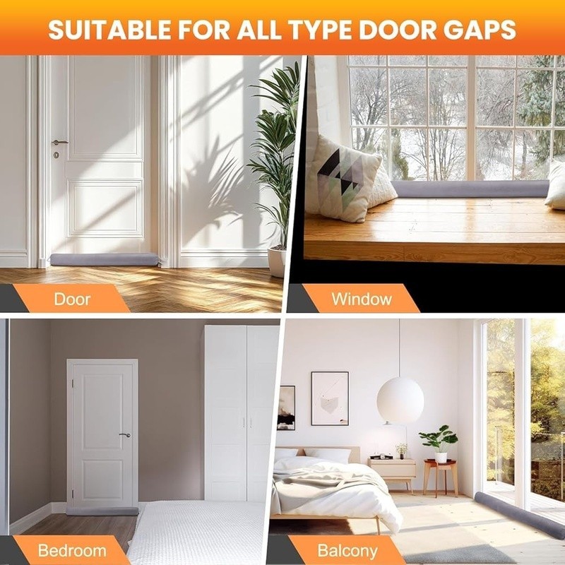 Triangular Door Draft Deflector Energy Saving Noise Blocker Easy Install New