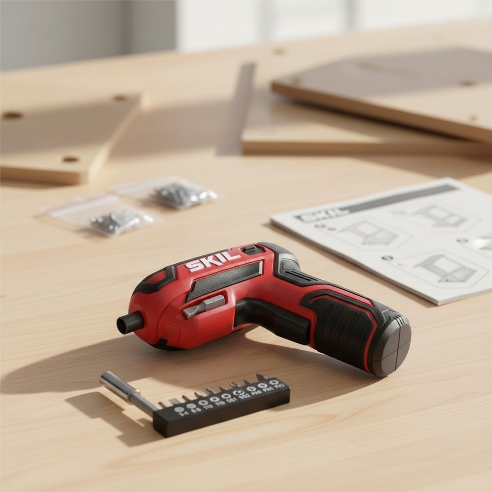 Compact 4V Cordless Screwdriver with 9 Bits - Ergonomic & USB Rechargeable