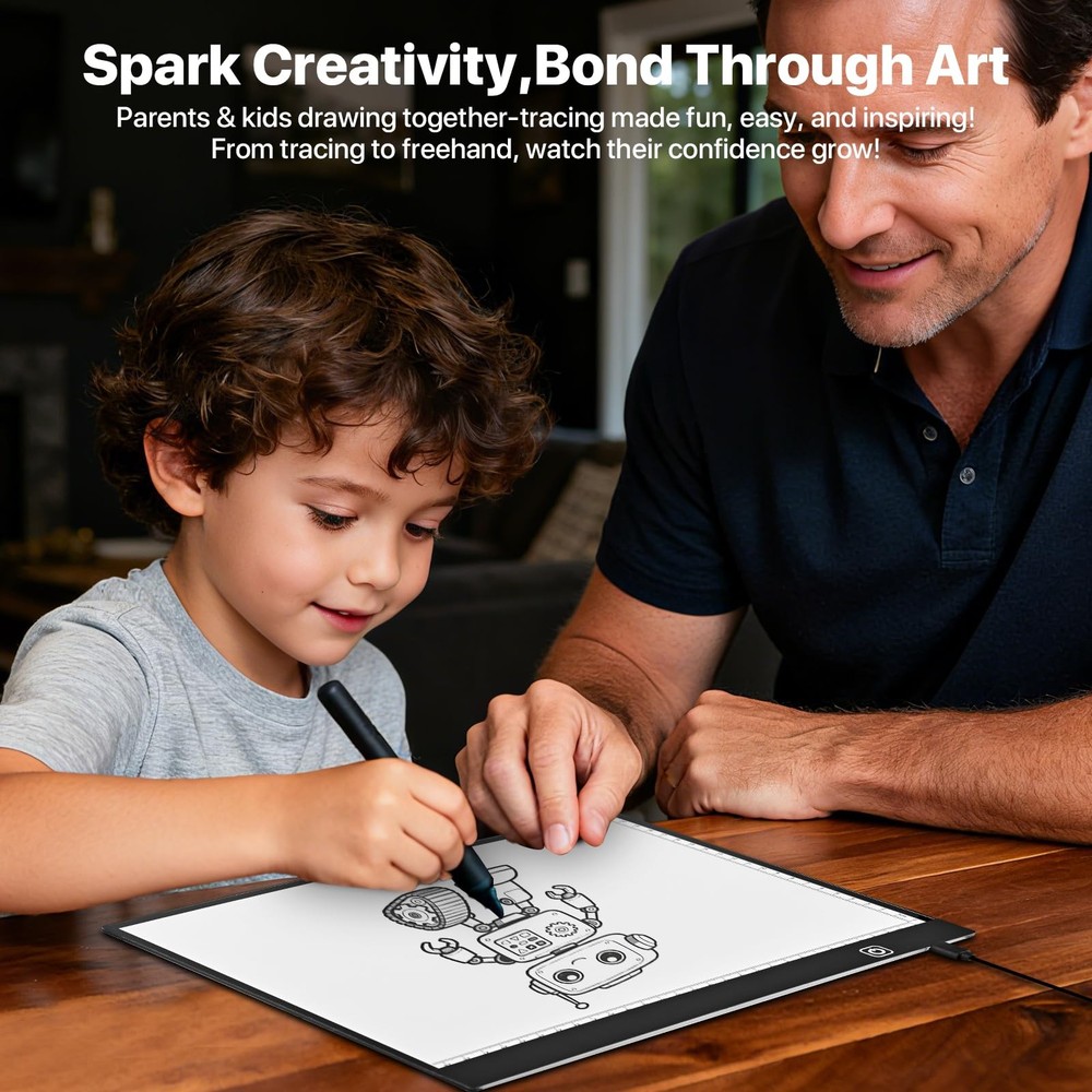 LED Light Box A4 Ultra Thin Adjustable USB Powered with 10 Sheets Tracing Paper