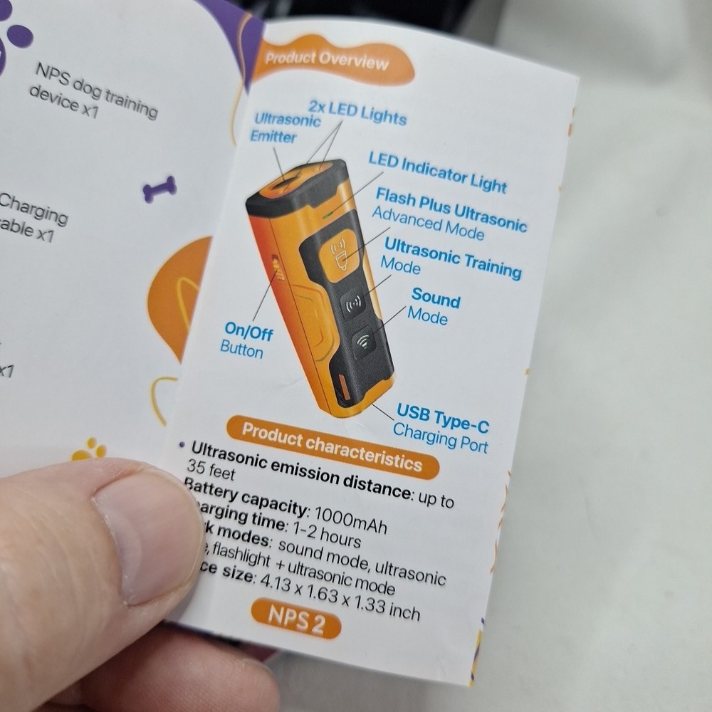 NPS Alpha Dog Behavior Trainer Anti-Barking Control Device USB Rechargeable