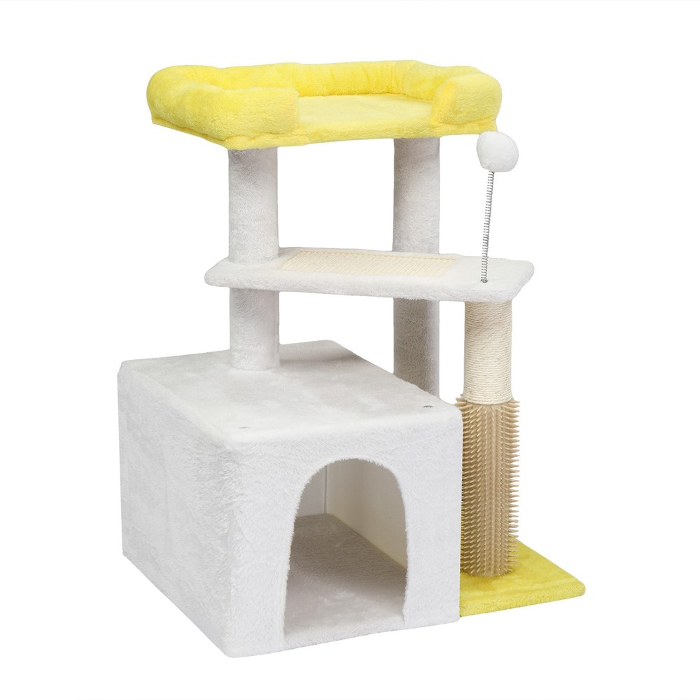 27.5in Cat Tree, Multi-level Cat Tower with Cat Scratching Post and Pad