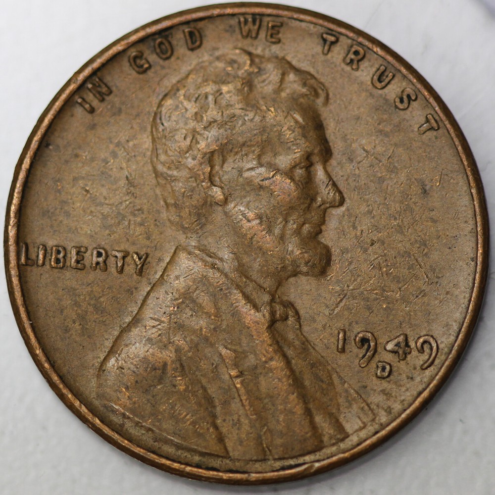 1949 -D Lincoln Wheat Cent Penny - Extra Fine, XF