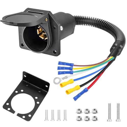 ,7 Way Trailer Light Connector Socket,7 Prong Electrical 7 Pin Trailer Plug