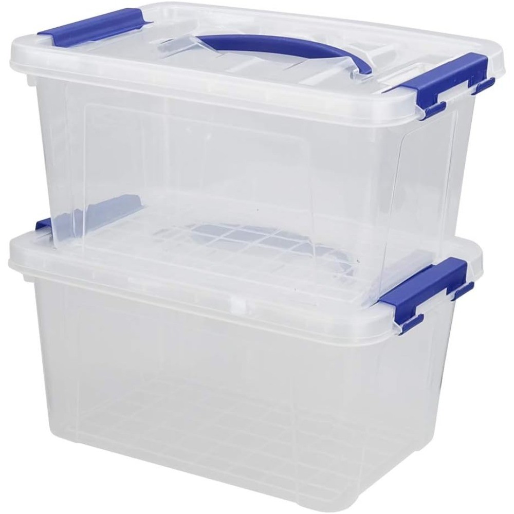 Clear Plastic Storage Bin with Latching Lid 6 Quart Stackable Tote Container Set