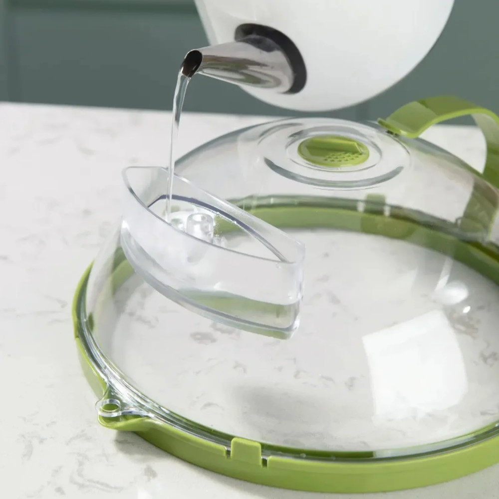 Clear Microwave Splatter Cover with Handle & Steamer 10” Plate Kitchen Tool
