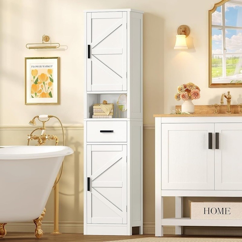 Storage Cabinet Multi-functional Organizer W/ Adjustable Shelves & Drawer New