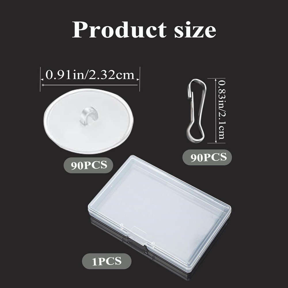 90 Pack Self Adhesive Ceiling Hooks for Hanging - Small 90pcs, Transparent