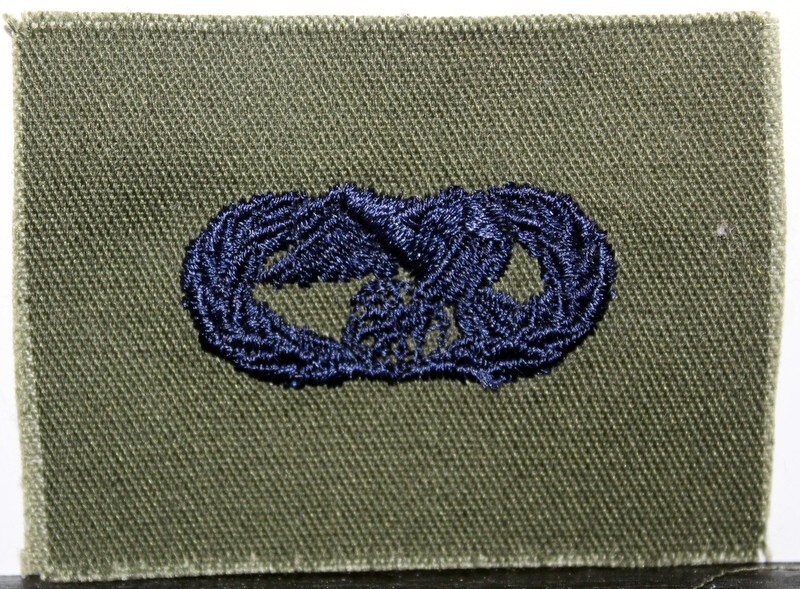 US Air Force Basic Transportation Badge Insignia OD Green Fatigue Patch Pair