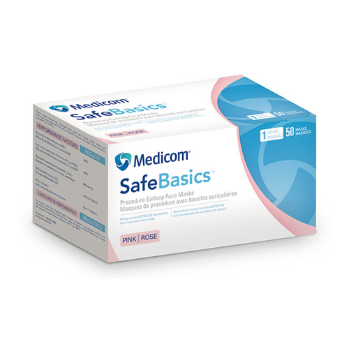 Medicom Medicom Safe Basic ASTM Level 1 Ear Loop Pink Mask 50/Box