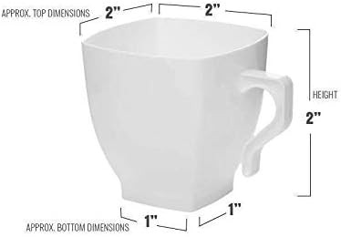 12 Pack Square Mini Plastic Coffee Tea Cups 2oz Elegant Disposable White
