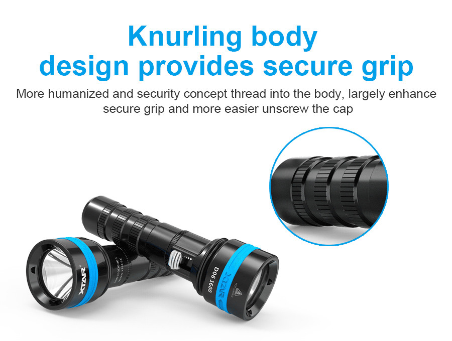 XTAR D06 1600 LED Force Beam Scuba Diving Flashlight Torch