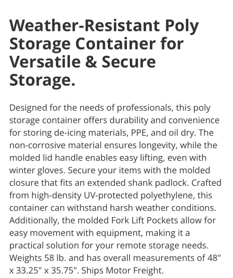 U line Snowex storage containers