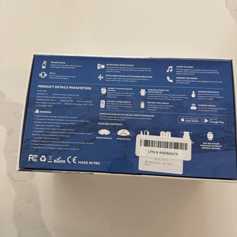 SkiWarrior Smart Wireless Intercom Audio Ski Goggles