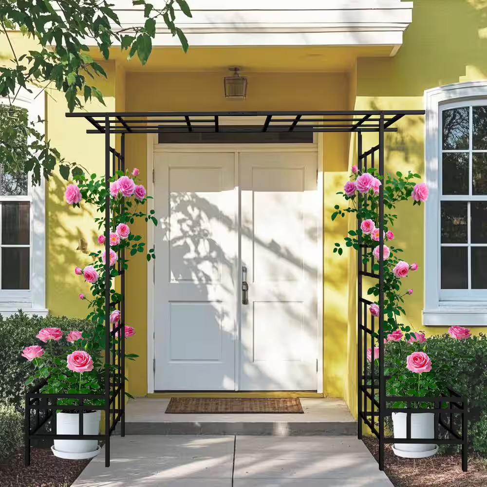 Adjustable Metal Garden Arch Trellis, 68.11 In. 94.29 In. Width, Outdoor Trellis