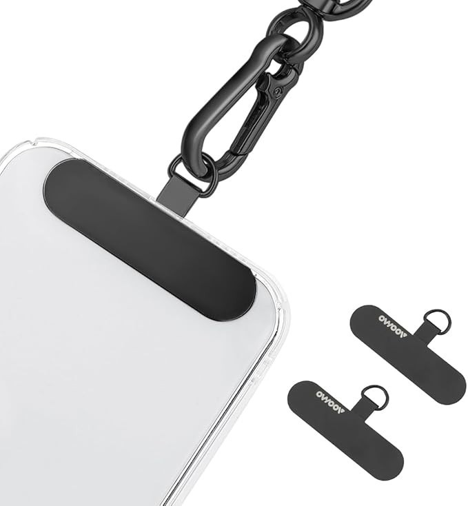 2PCS AOOMO Phone Tether Tab, Metal Patch, Strap Replacement Medium, Black
