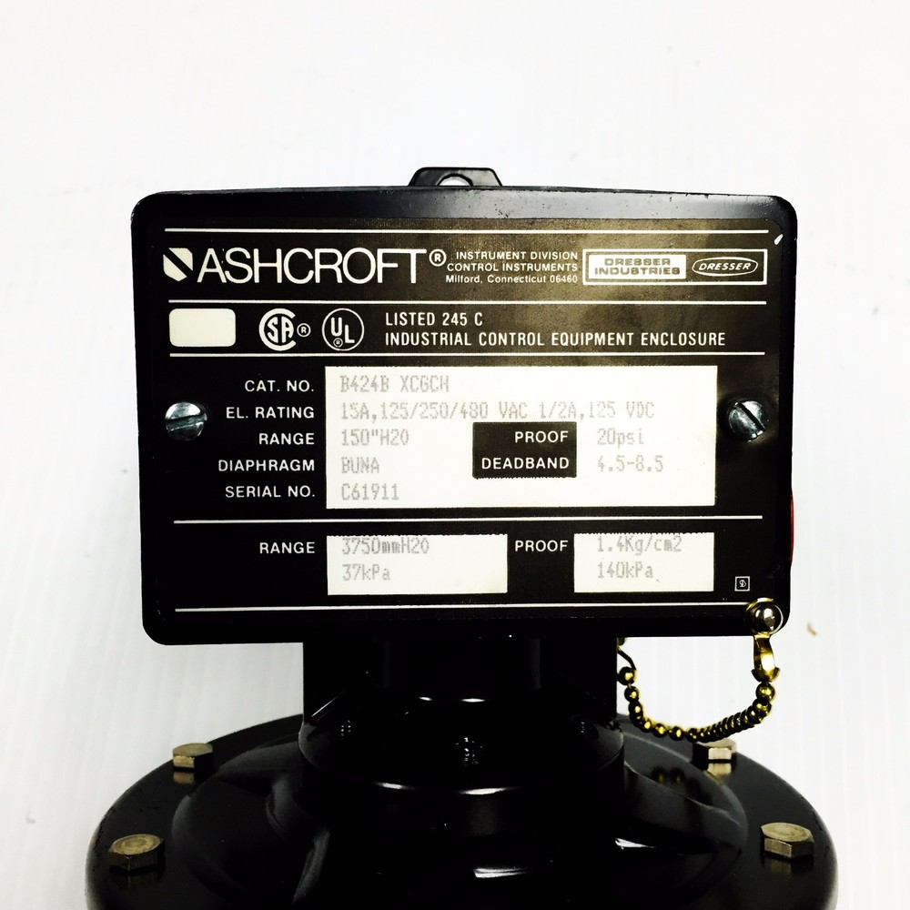 B424B XCGCH Ashcroft Pressure Switch, Ser#C61911, NEW!