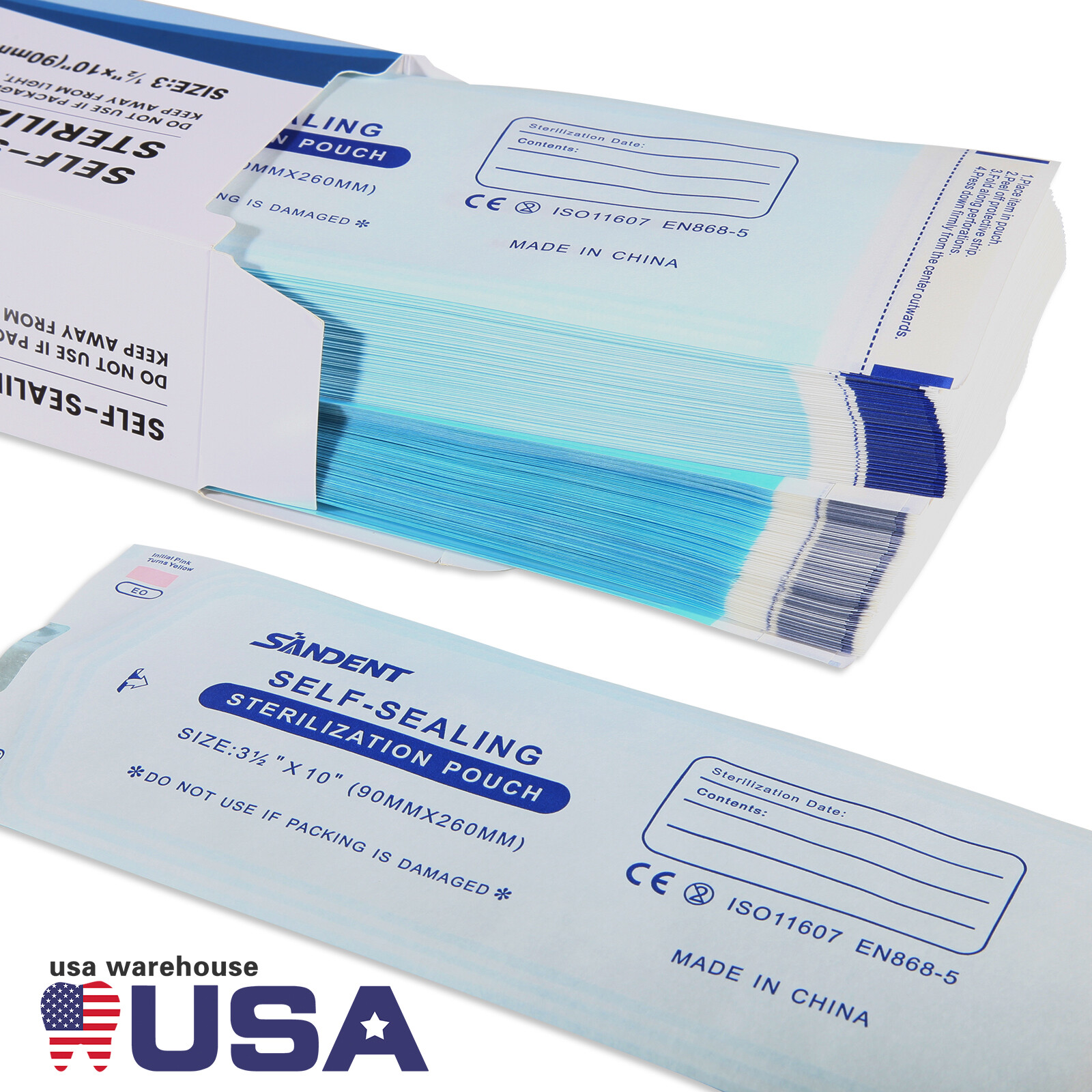 Self Seal Sterilization Pouches Dental Medical Autoclave Sterilizer Bags 3.5”x10