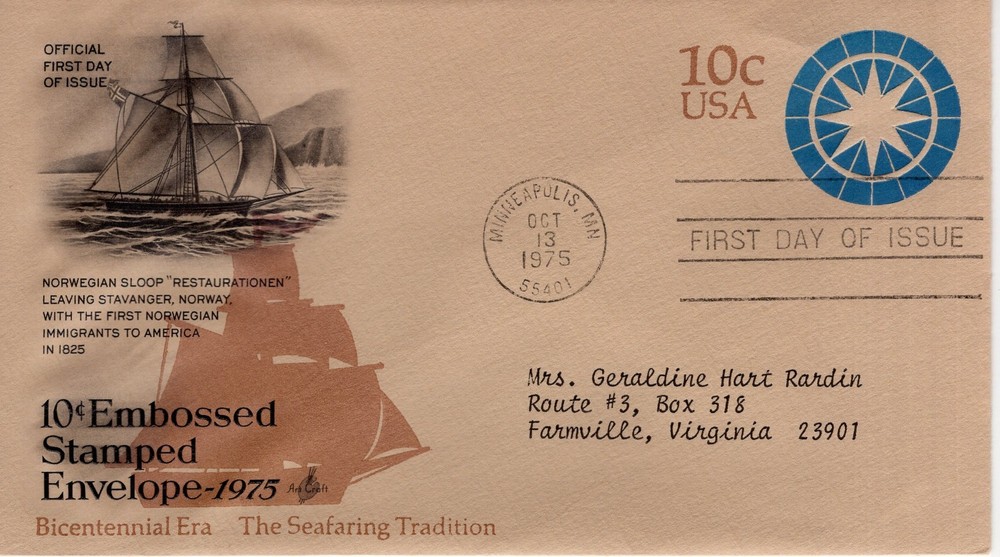 10 CENT EMBOSSED STAMPED ENVELOPE - 1975 - DC3183