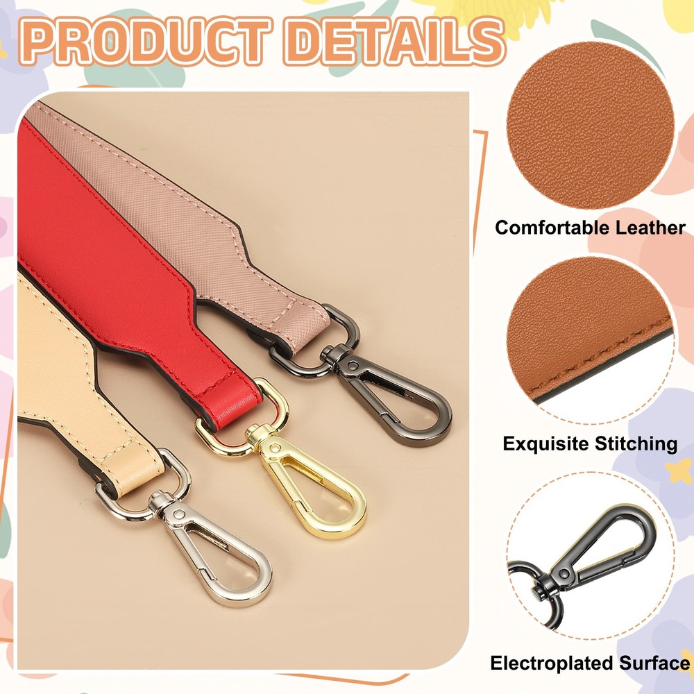 16 Inch Leather Purse Strap, Plain Pattern with Black Buckle, Brown