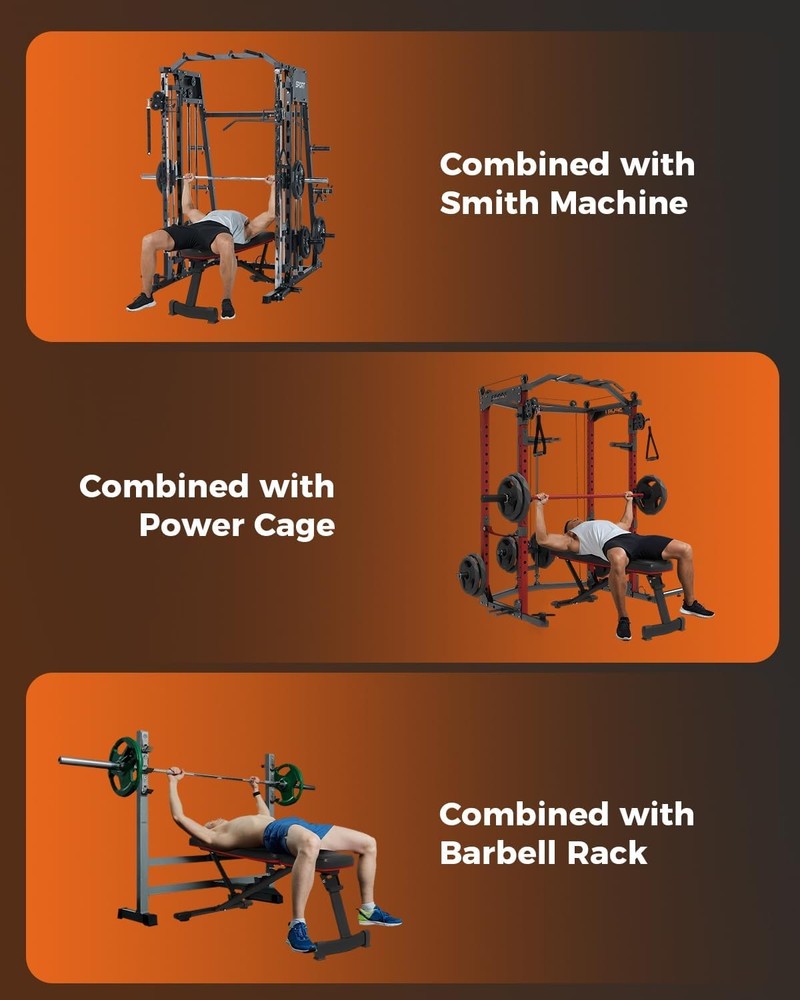 Adjustable Weight Bench Sit Up Bench Foldable Workout Bench with 5 Backrests