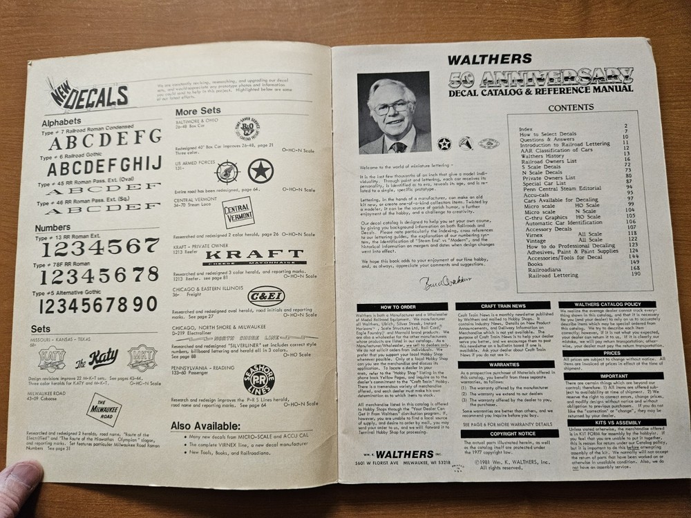 Walthers 50th Anniversary Decal Catalog & Reference Manual (1981 )
