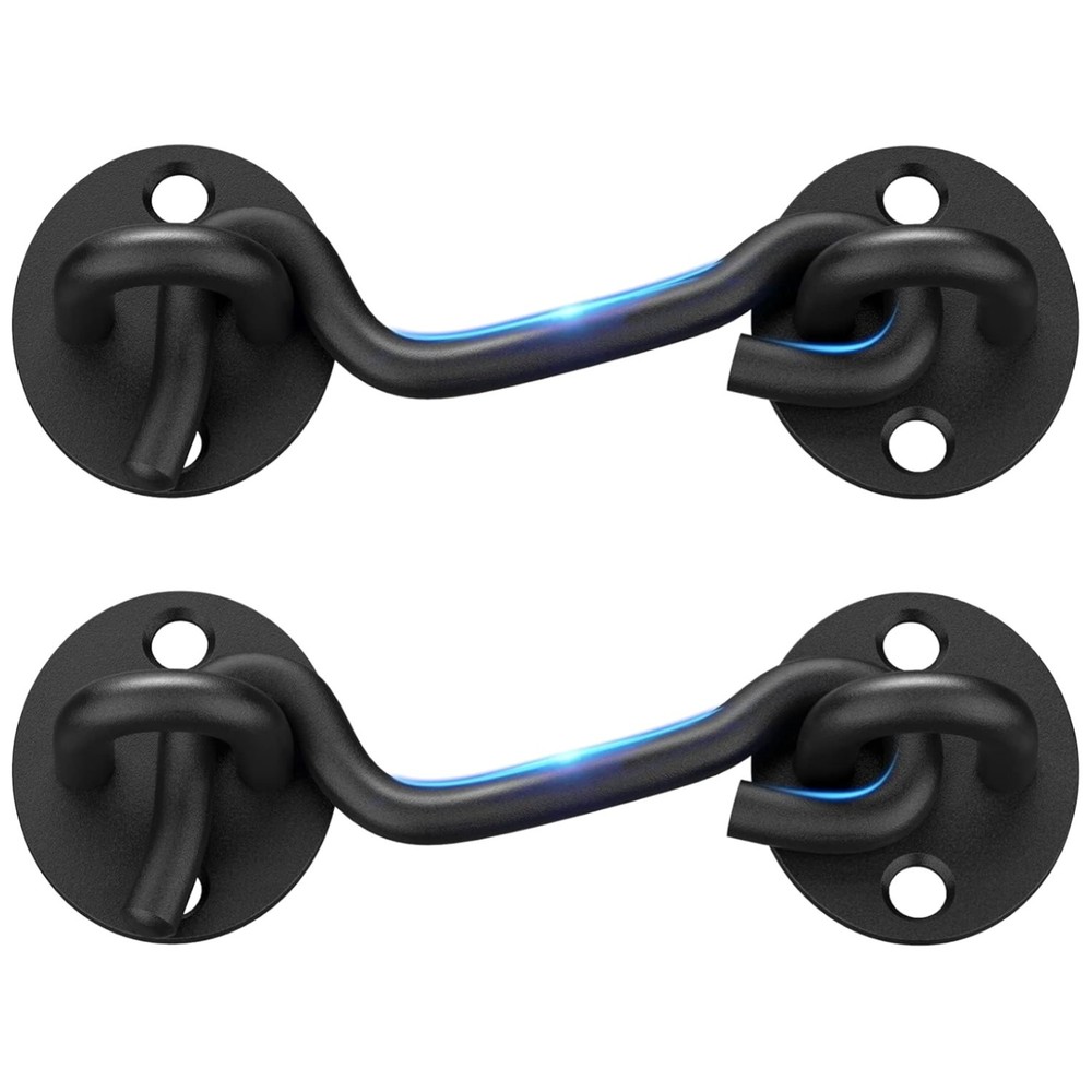 Black Gate Latch - Rust-Resistant Stainless Steel Hooks