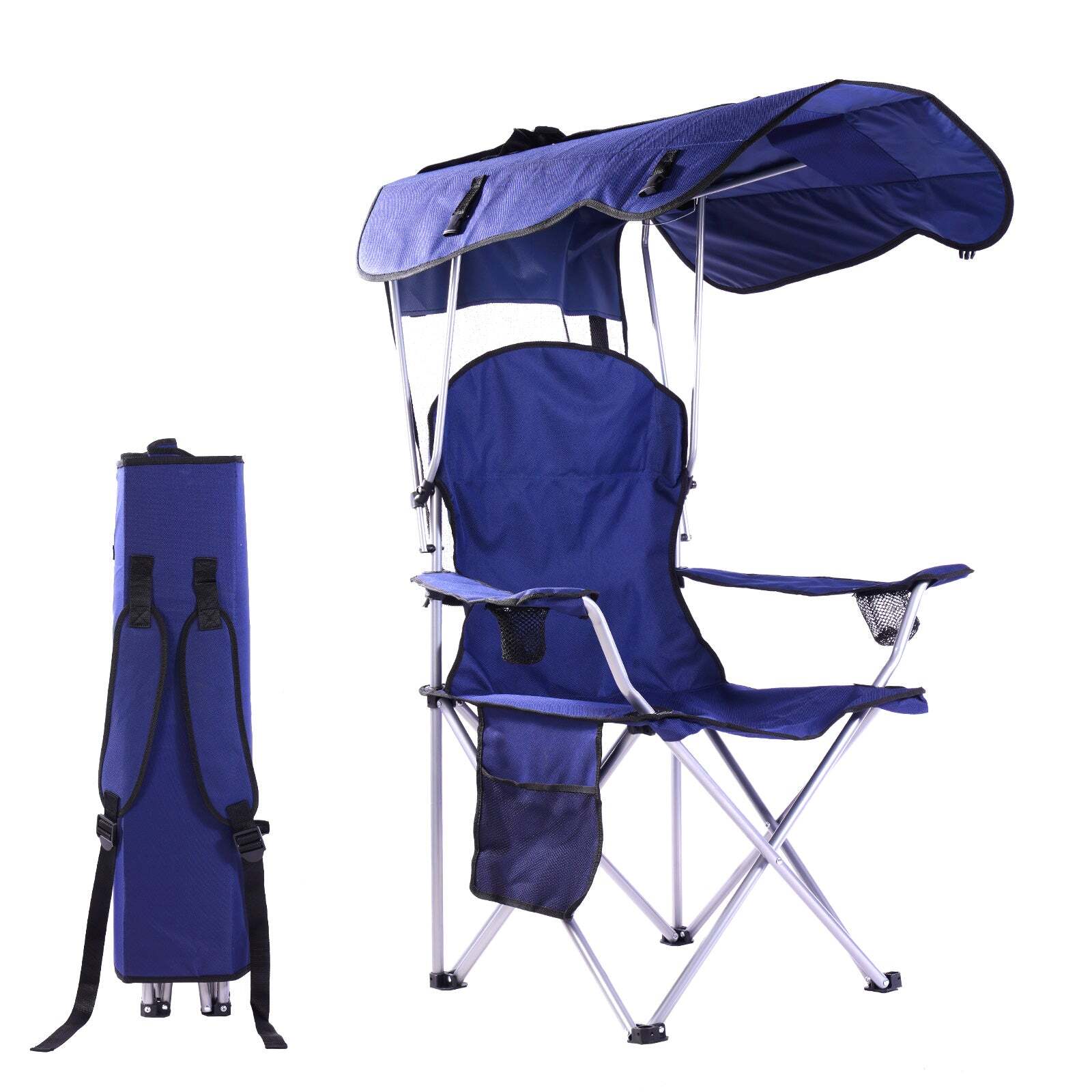 Camping Chair with Canopy Foldable W/Sun Shade for for Beach Camping Folding