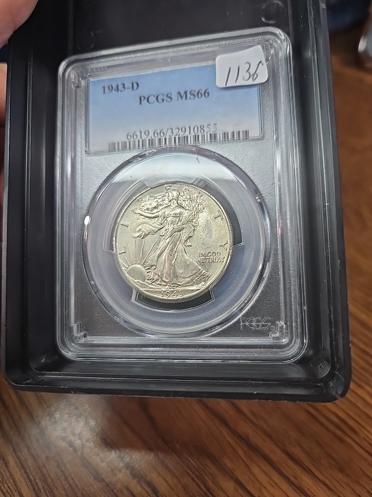 1943-D Walking Liberty Half Dollar : PCGS MS66