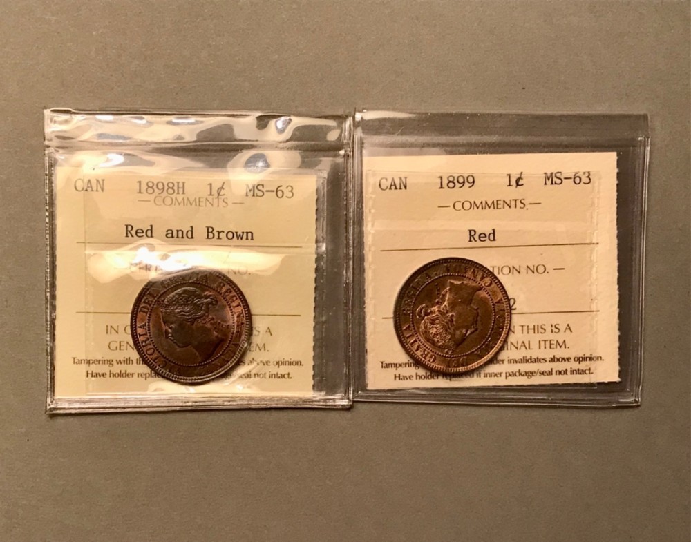 1898H, 1899 Canada Cent Coins; ICCS