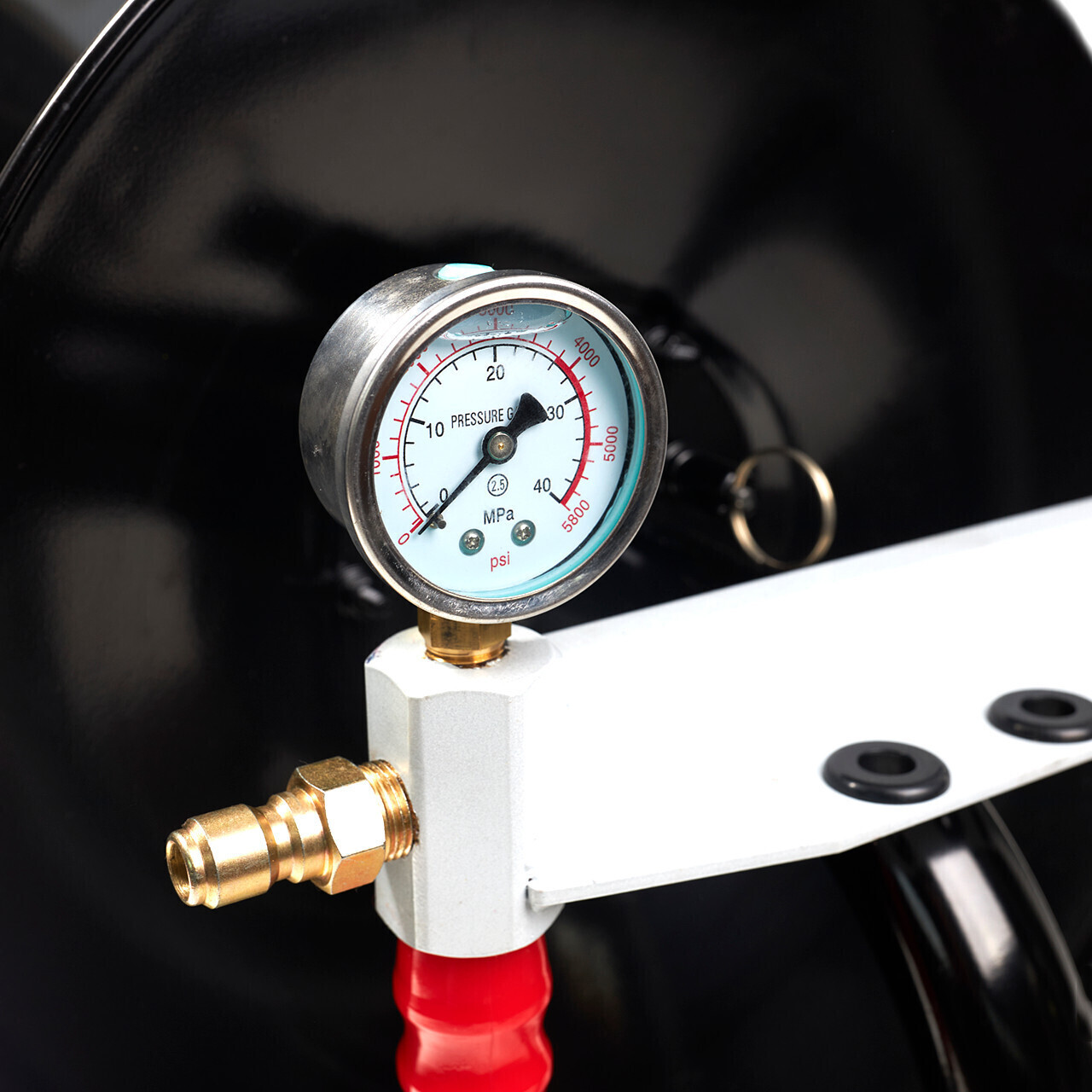 Portable Sewer Jetting Hose Reel w/ Gauge + Nozzle Holders, 4000 psi