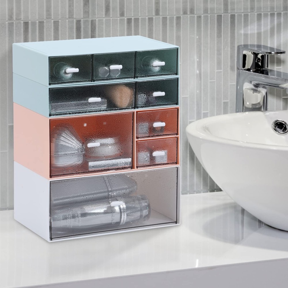 Desk Craft Organizer and Storage with 7 Flat Drawers, Stackable Plastic Deskt...