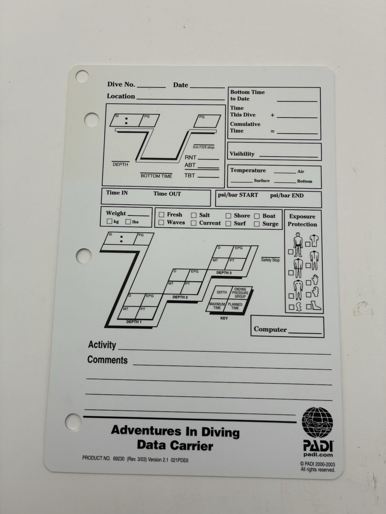 PADI Adventures In Diving Data Carrier