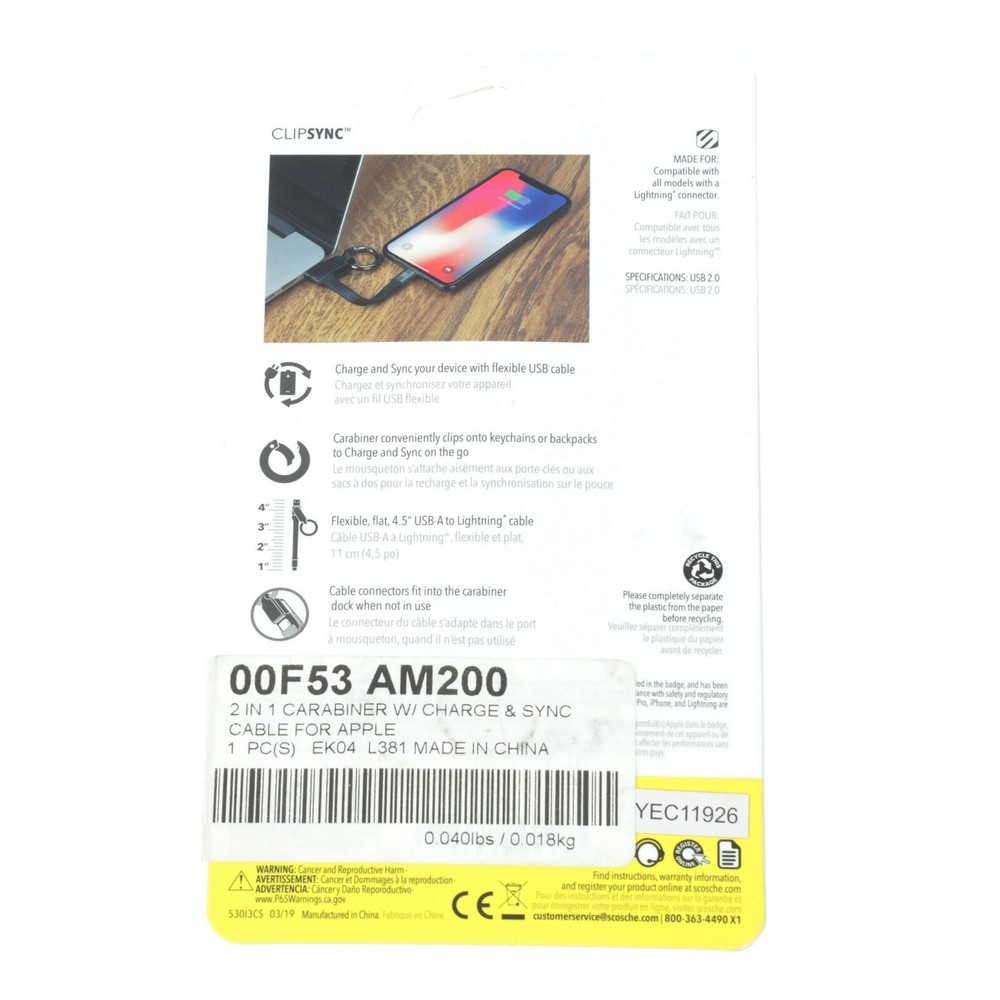 Clip On Charge & Sync Cable for Lightning Devices