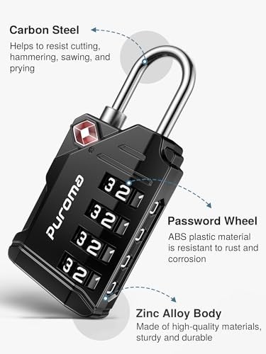 6 Pack TSA Approved Luggage Locks - 4 Digit Resettable Travel Combination Code,