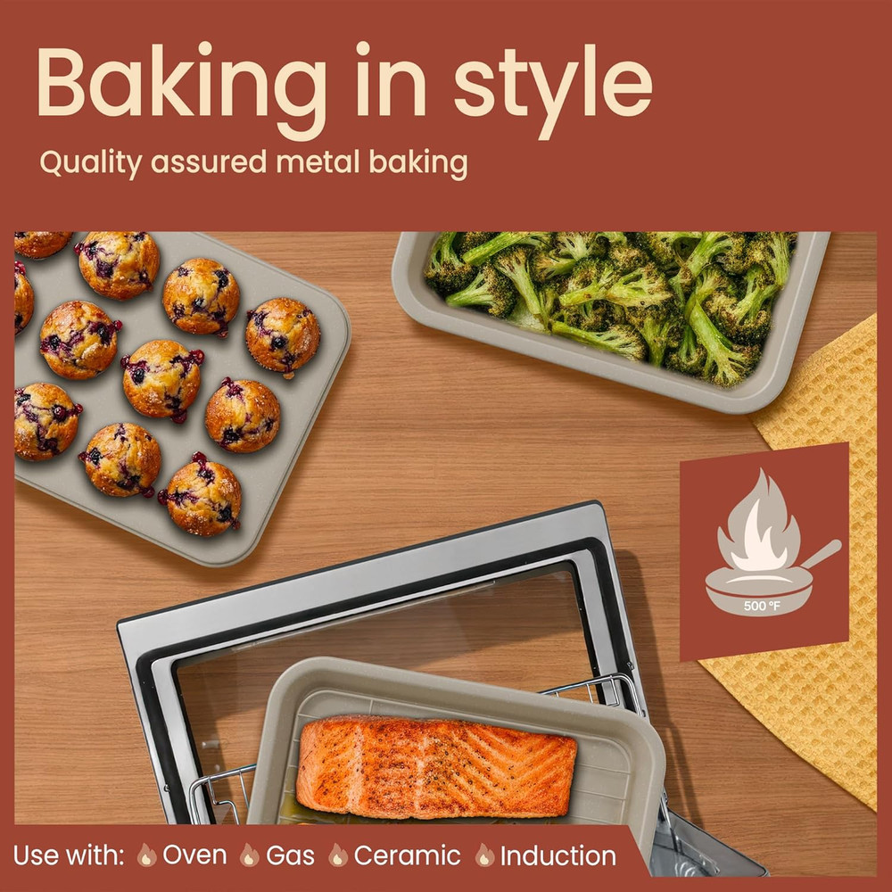 Bakken 4-Piece Bakeware Sets, Nonstick Carbon Steel Baking Sheet, Stackable Spac