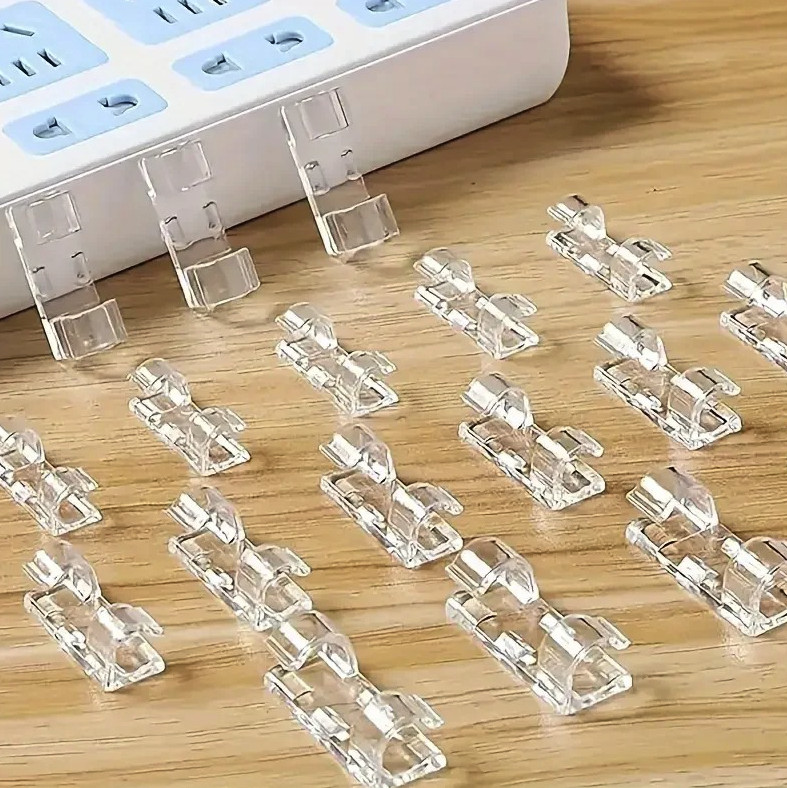 30pcs Clear Plastic Cable Clips Transparent Adhesive Wire Organizer Holders