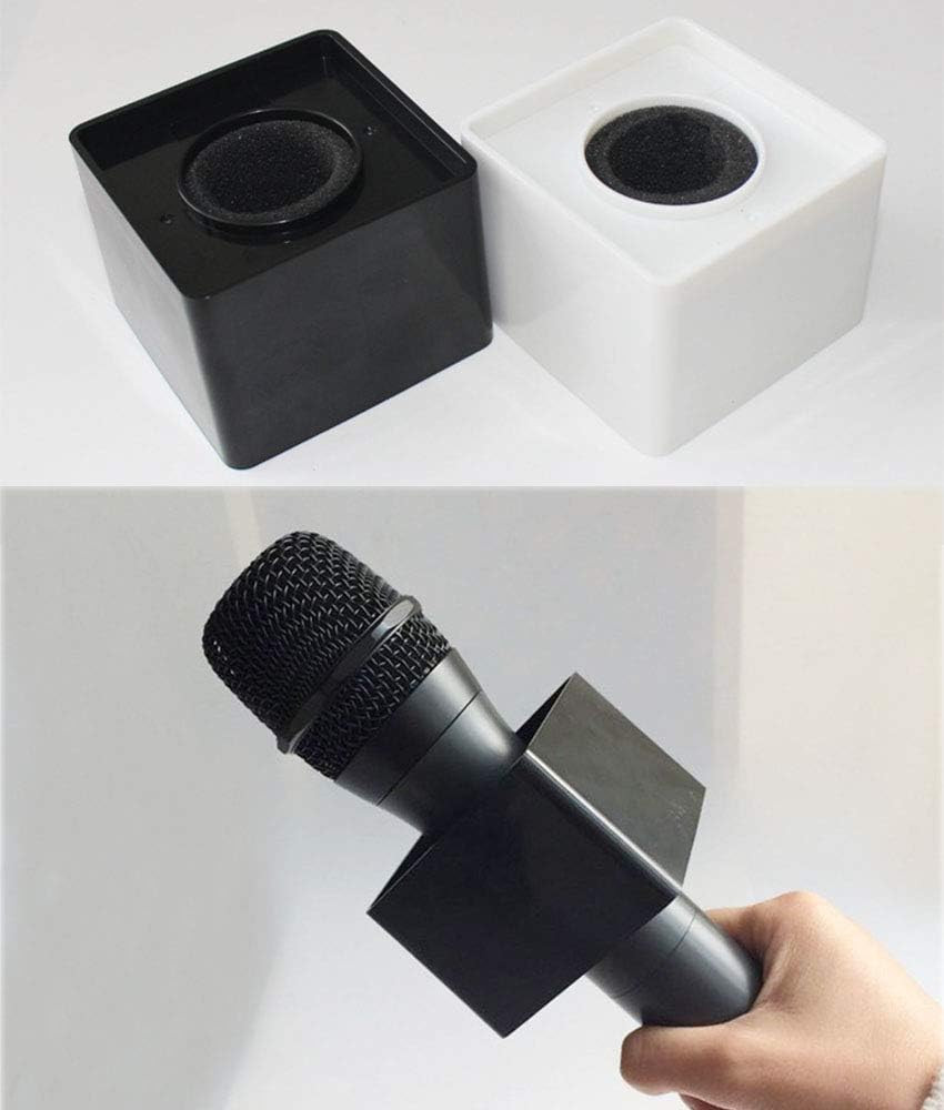 2 Pieces Portable Square Cube Shaped Interview Mic Microphone Flag Station Lo...