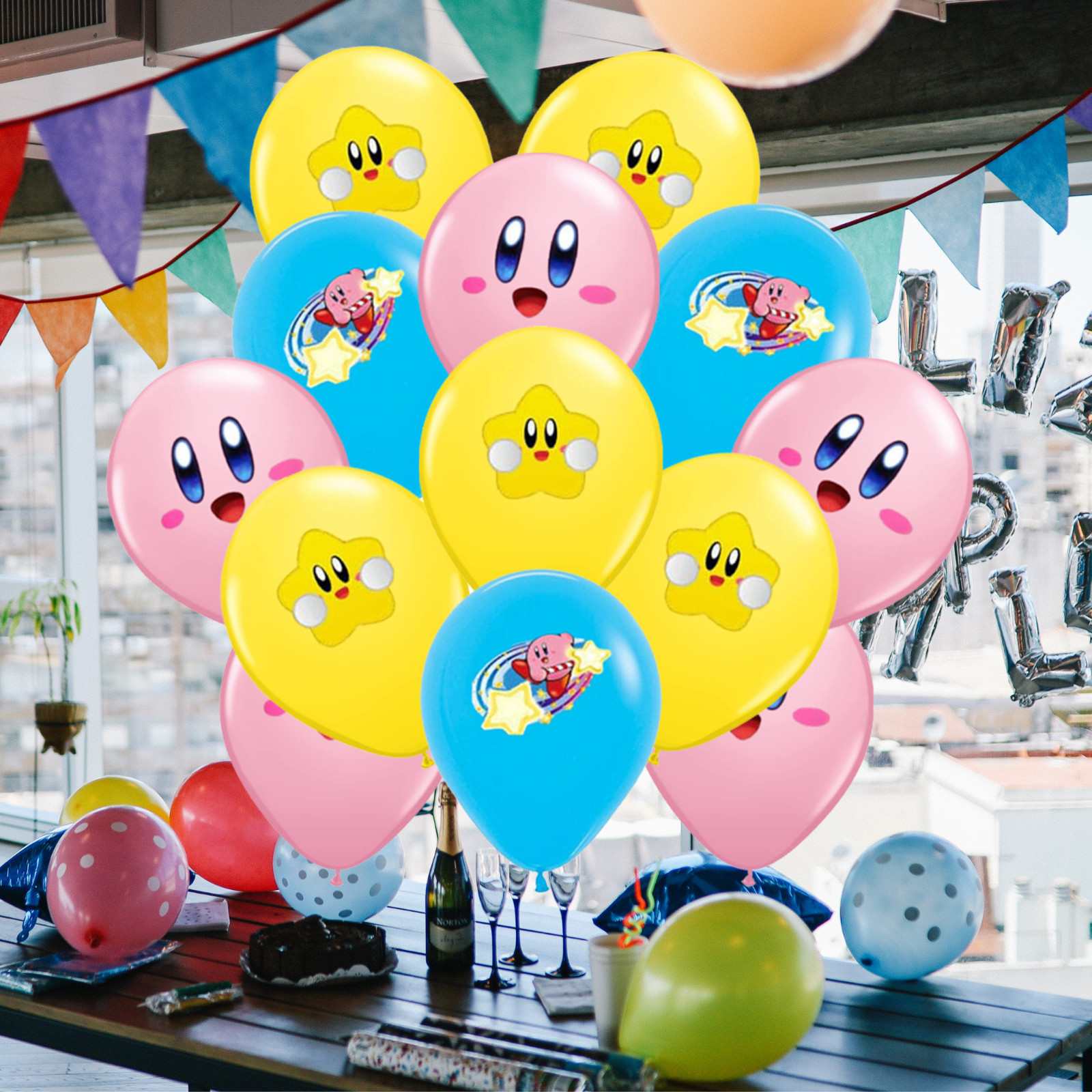 KIRBY STAR GAME foil balloon birthday party supplies centerpiece decoration