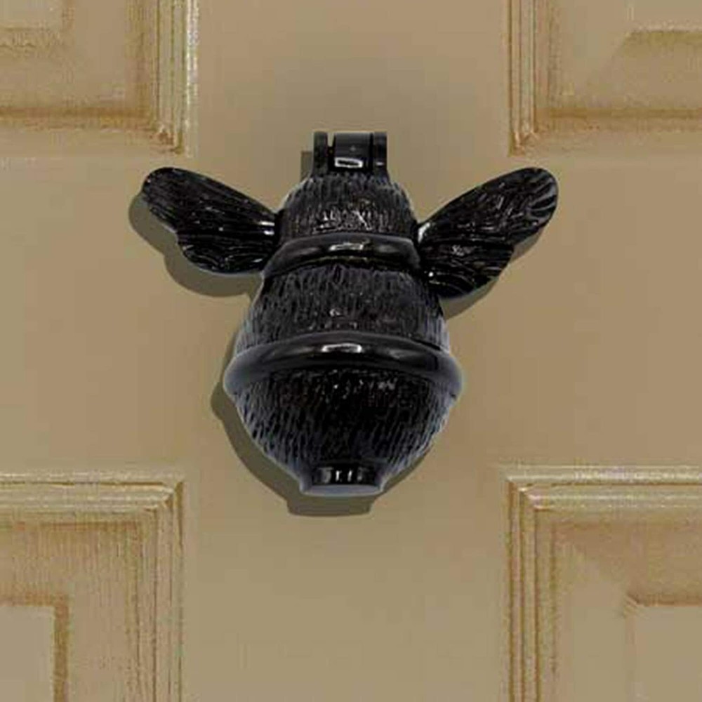 Solid Brass, Black Bumblebee Door Knocker for Front Door Handmade Gift
