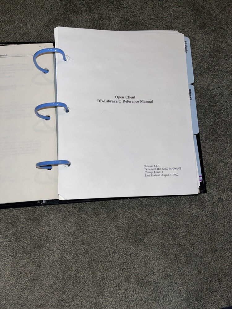 Sybase, Open Client DB-Library/C Reference Manual, Vintage 1992