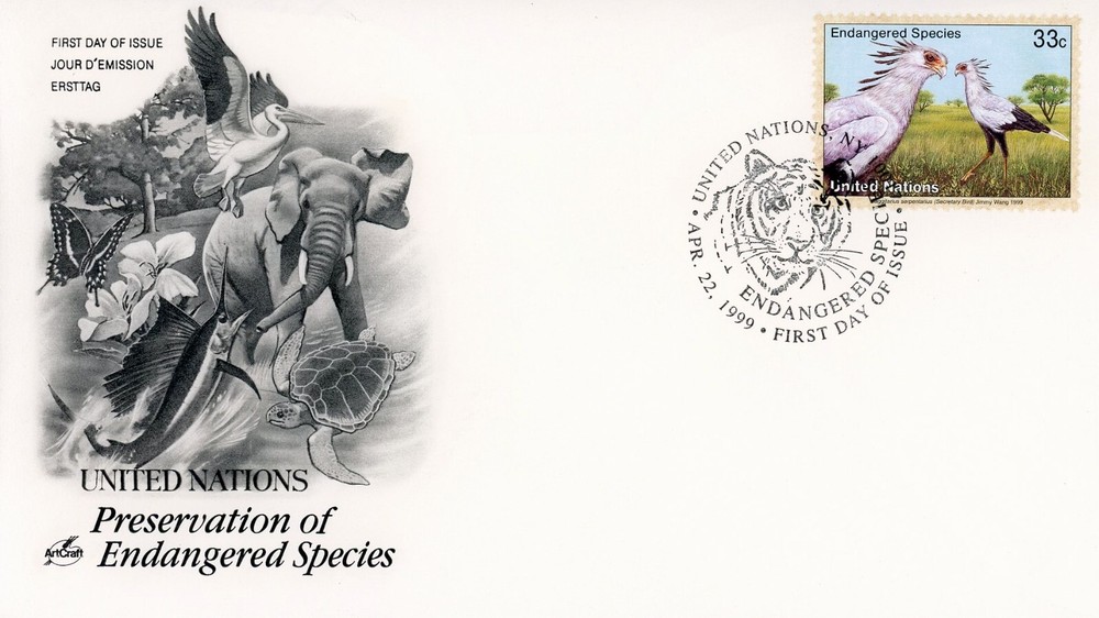 United Nations 757-760a FDC Endangered Species Set