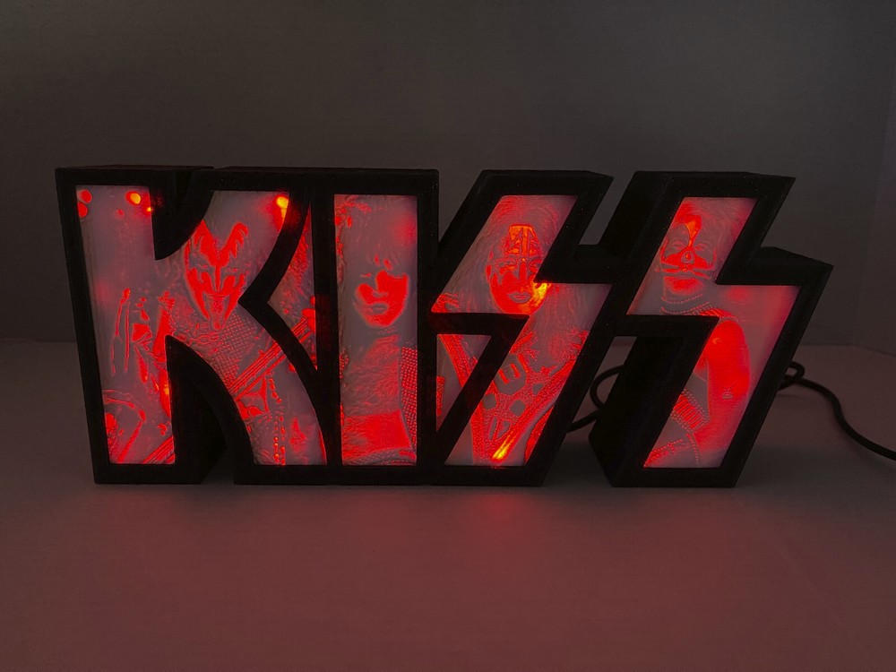 KISS light box, v3, Litho, with LED colored lights and built in Sound Sensor
