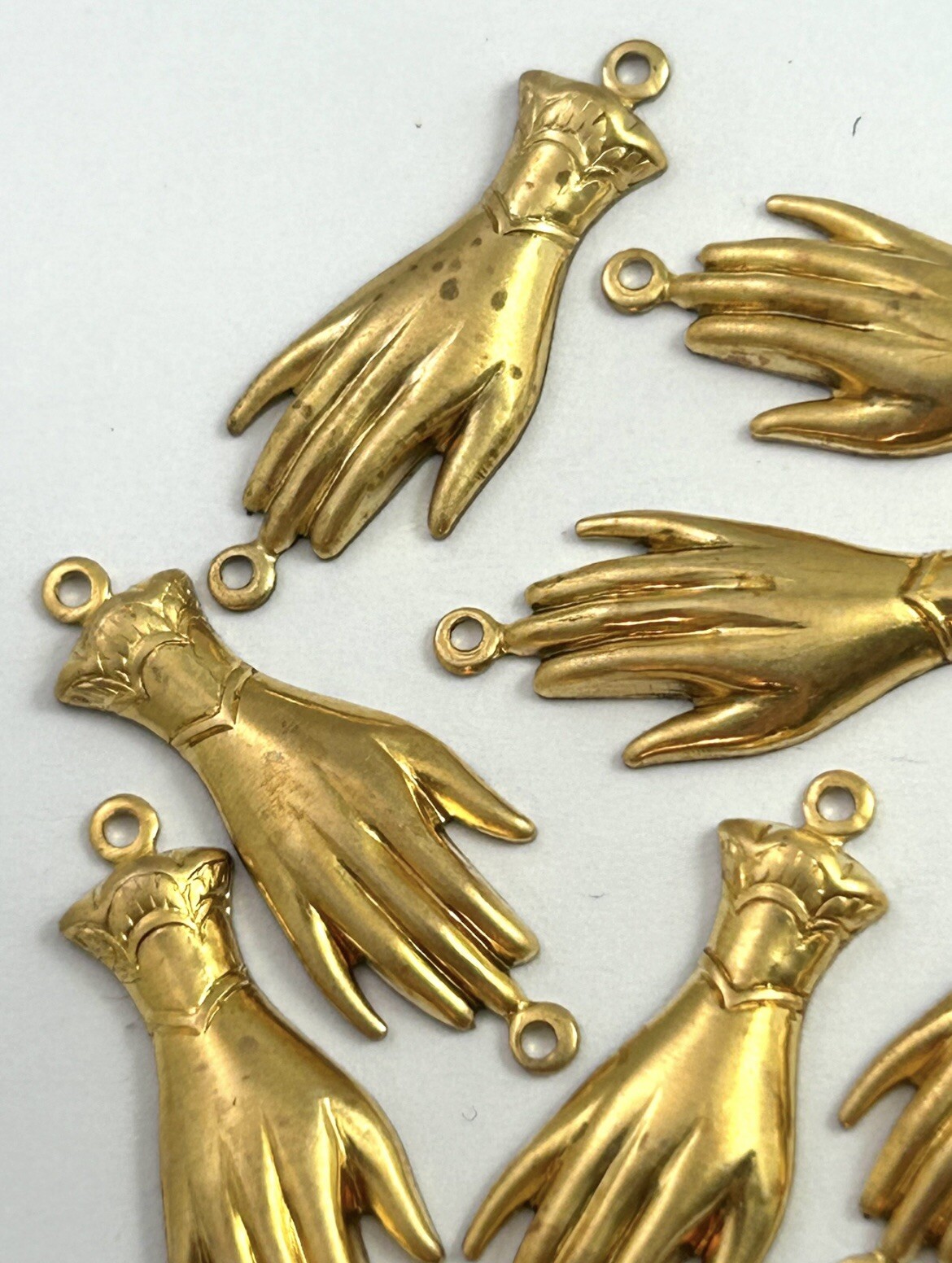 Vintage Connectors Lot Victorian Woman Hand Brass Stampings Jewelry Making Craft